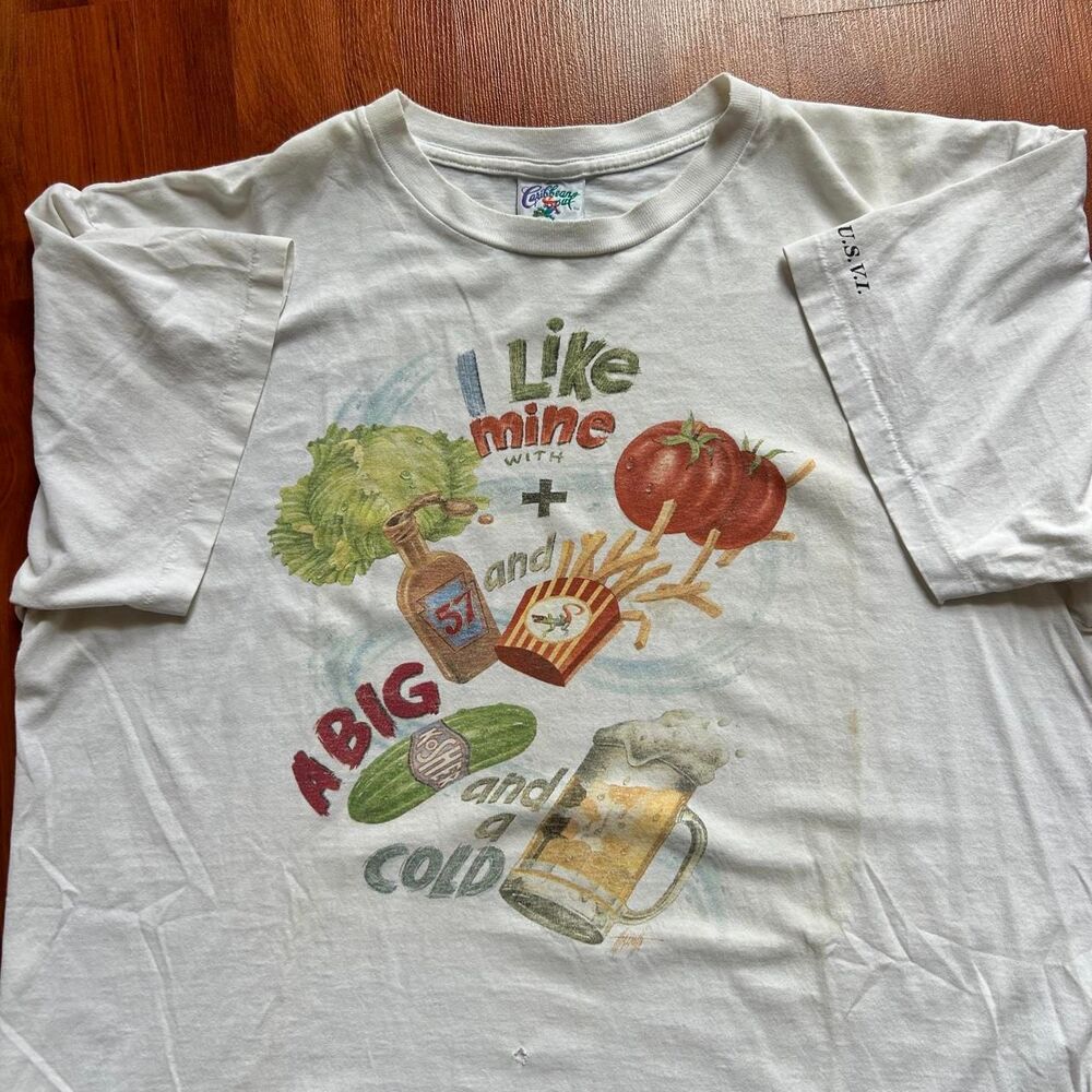 Vintage 90s Jimmy Buffet “Cheeseburgers in Paradise” single stitched tee shirt